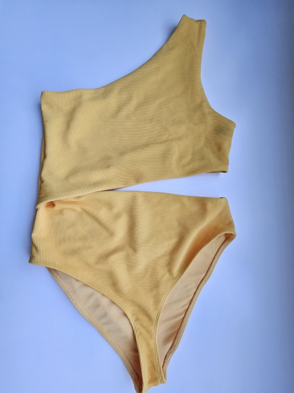 Beach Riot Yellow Ribbed One Shoulder One Piece Bathing Suit - Picture 3 of 9